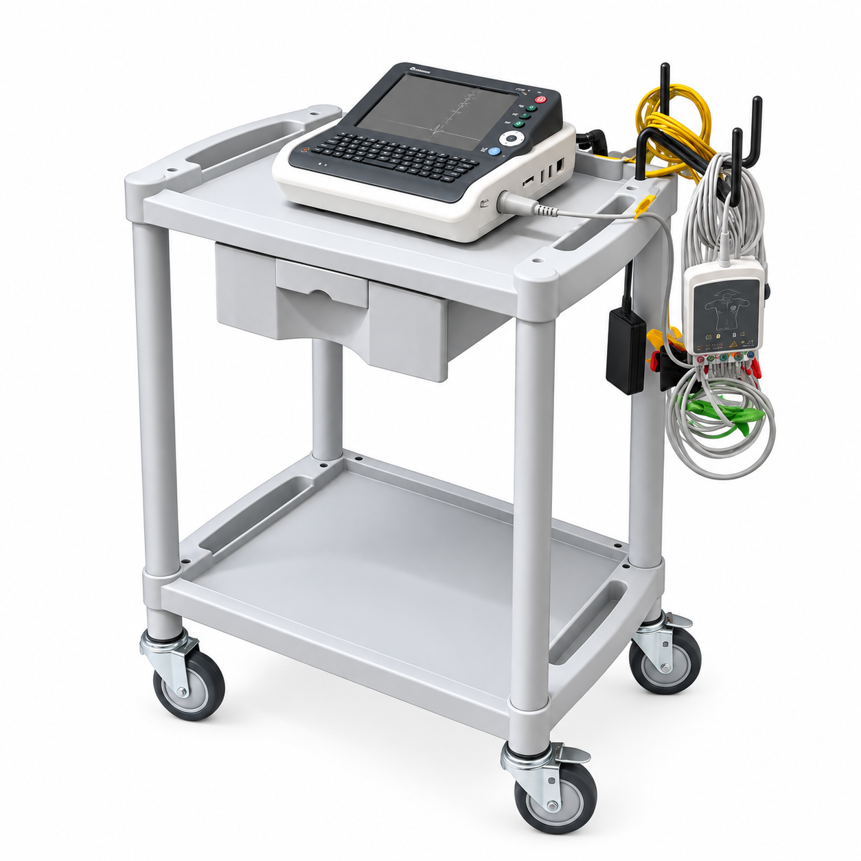 Carro ABS porta SG con ganchera cuelga cables